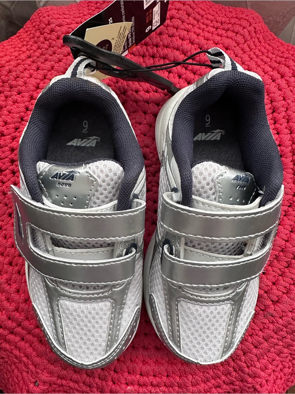 Avia Kids Silver and Black Hook-and-Loop Sneakers